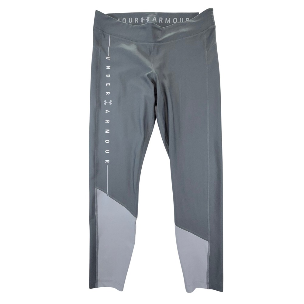 Under Armour Heat Gear Gray Compression Crop Leggings Women Large Workout Tights